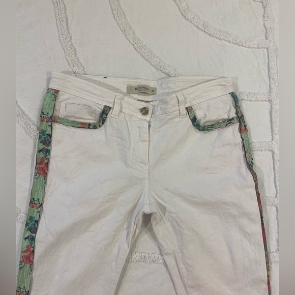 ETRO Milano Off-White Ribbon Embroidered Pants Size 29 - Picture 3 of 13